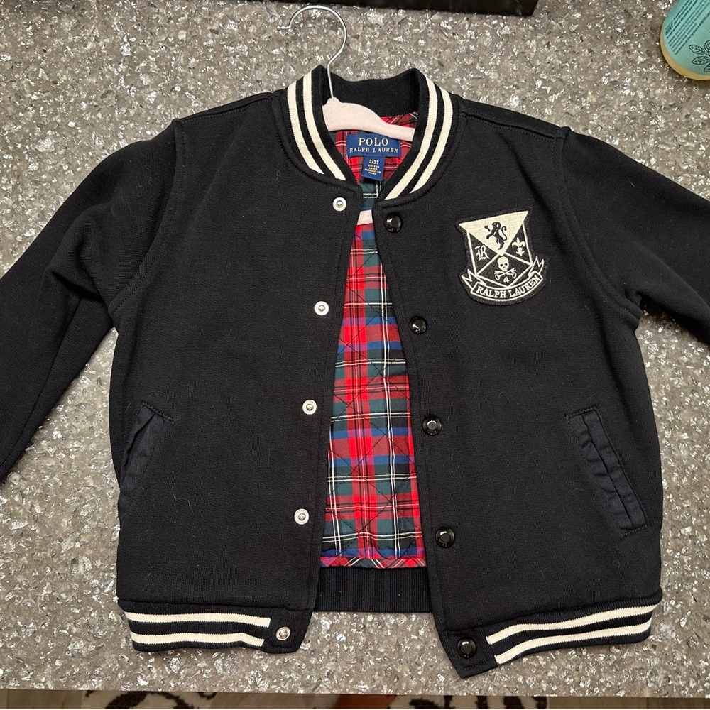 Toddlers Polo Ralph Lauren baseball jacket (size 3) skull ☠️ patches….